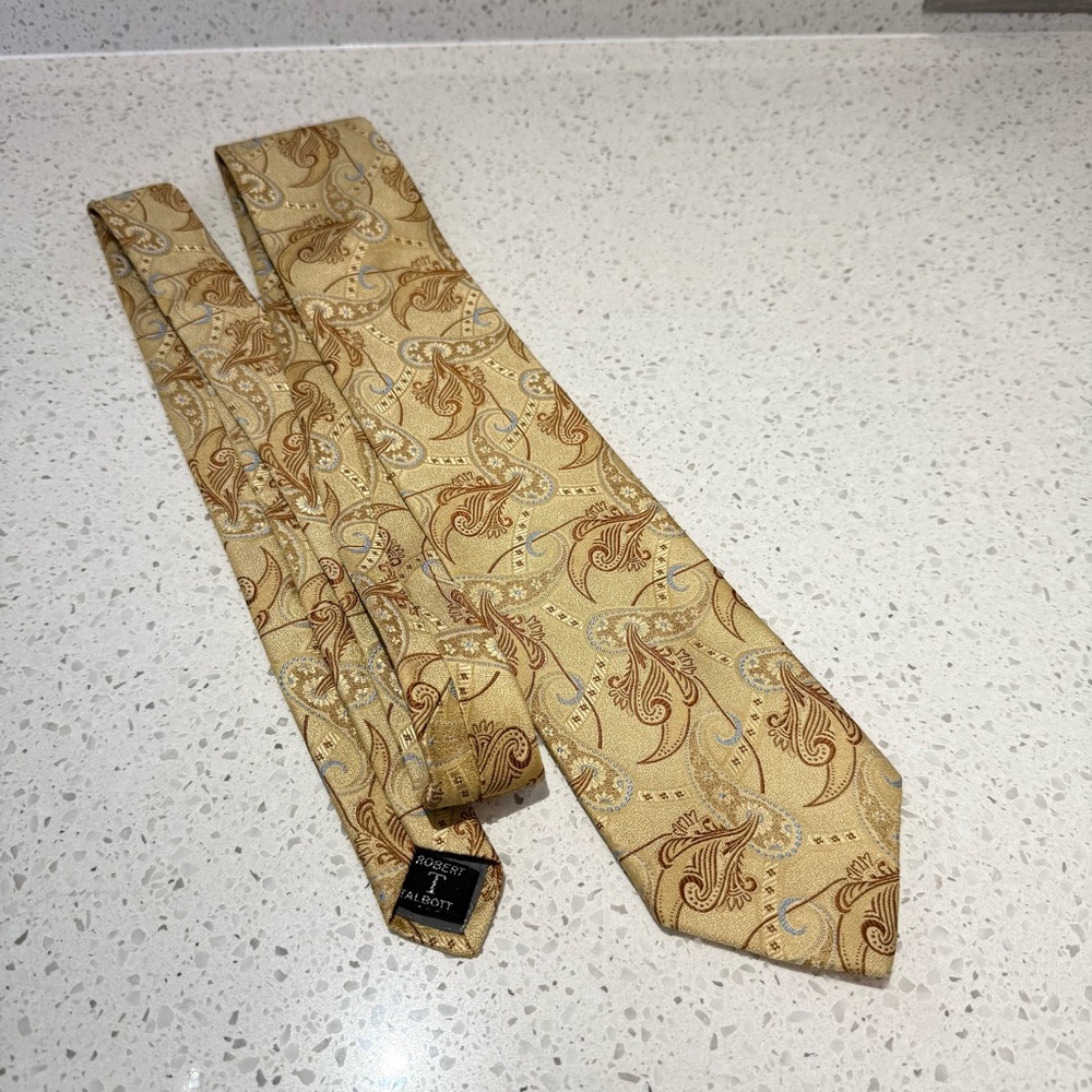 Robert Talbott Gold and Brown Paisley Tie